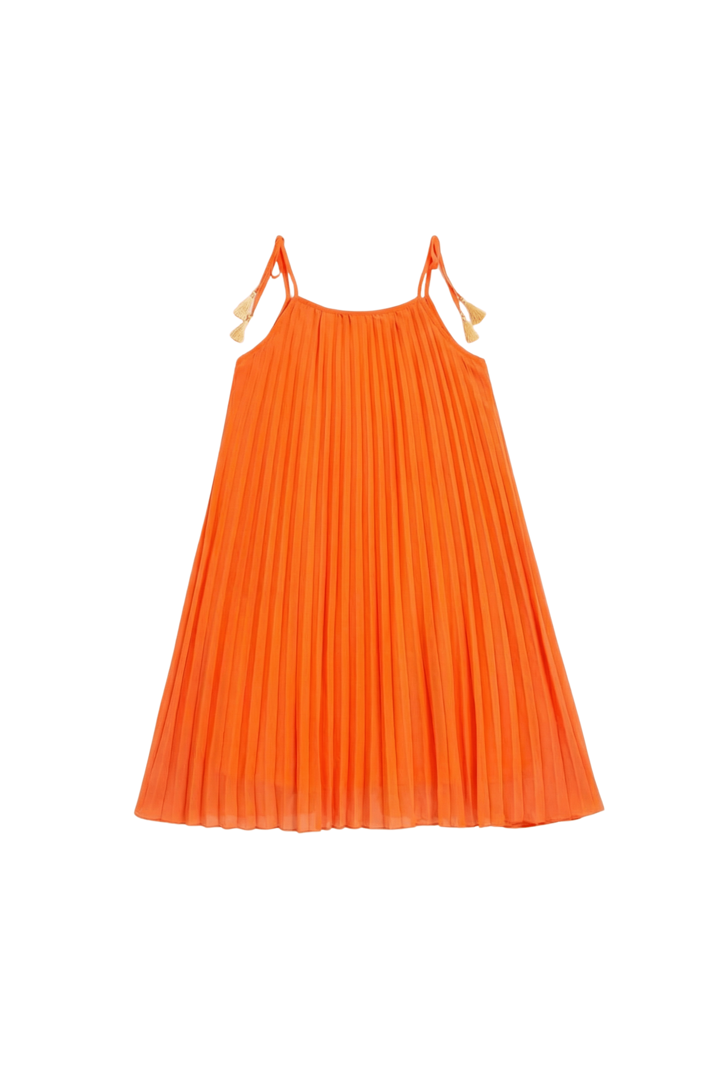 Vestido naranja plisado de tirantes LolitasyL - lolitasyl.com