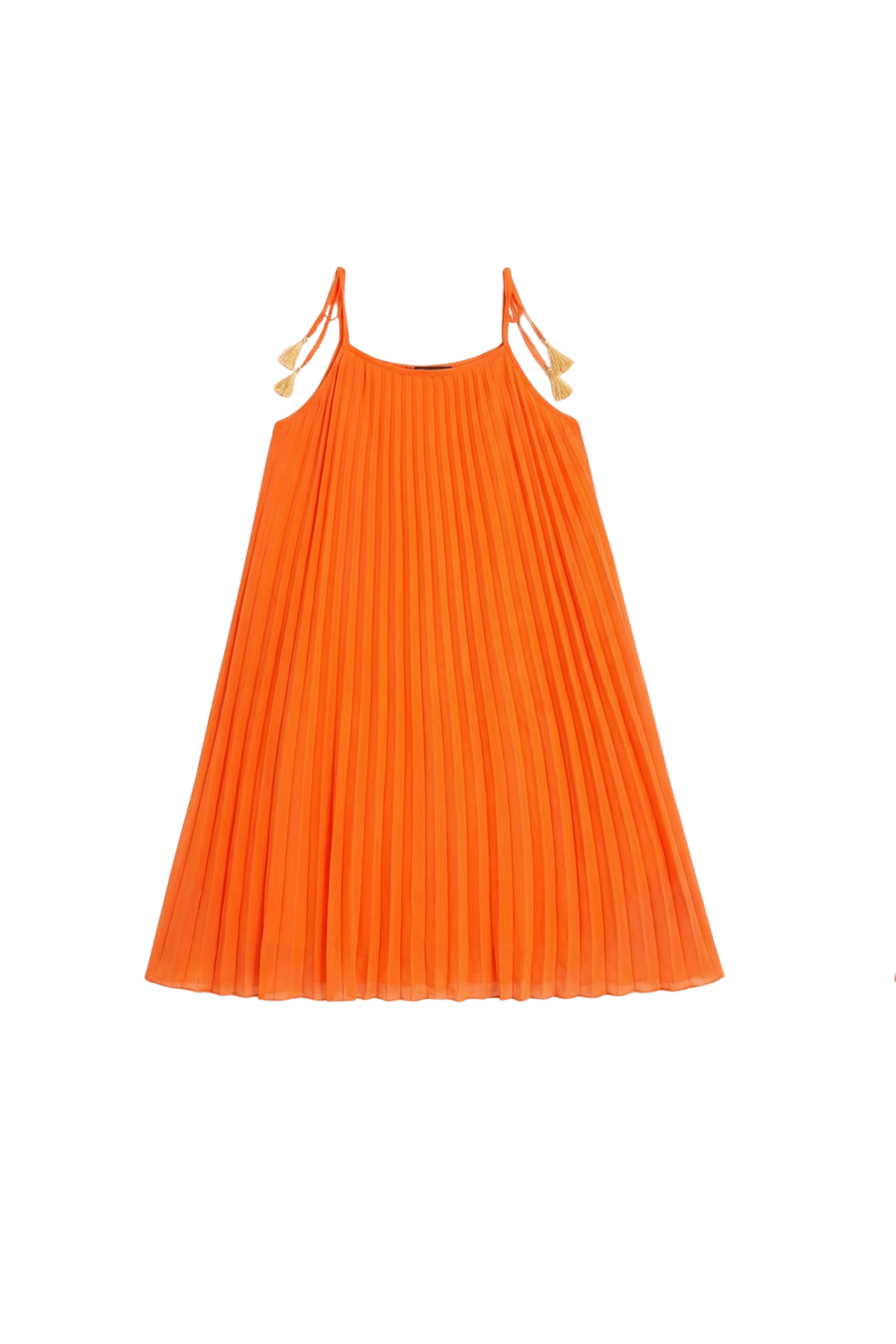 Vestido naranja plisado de tirantes LolitasyL - lolitasyl.com