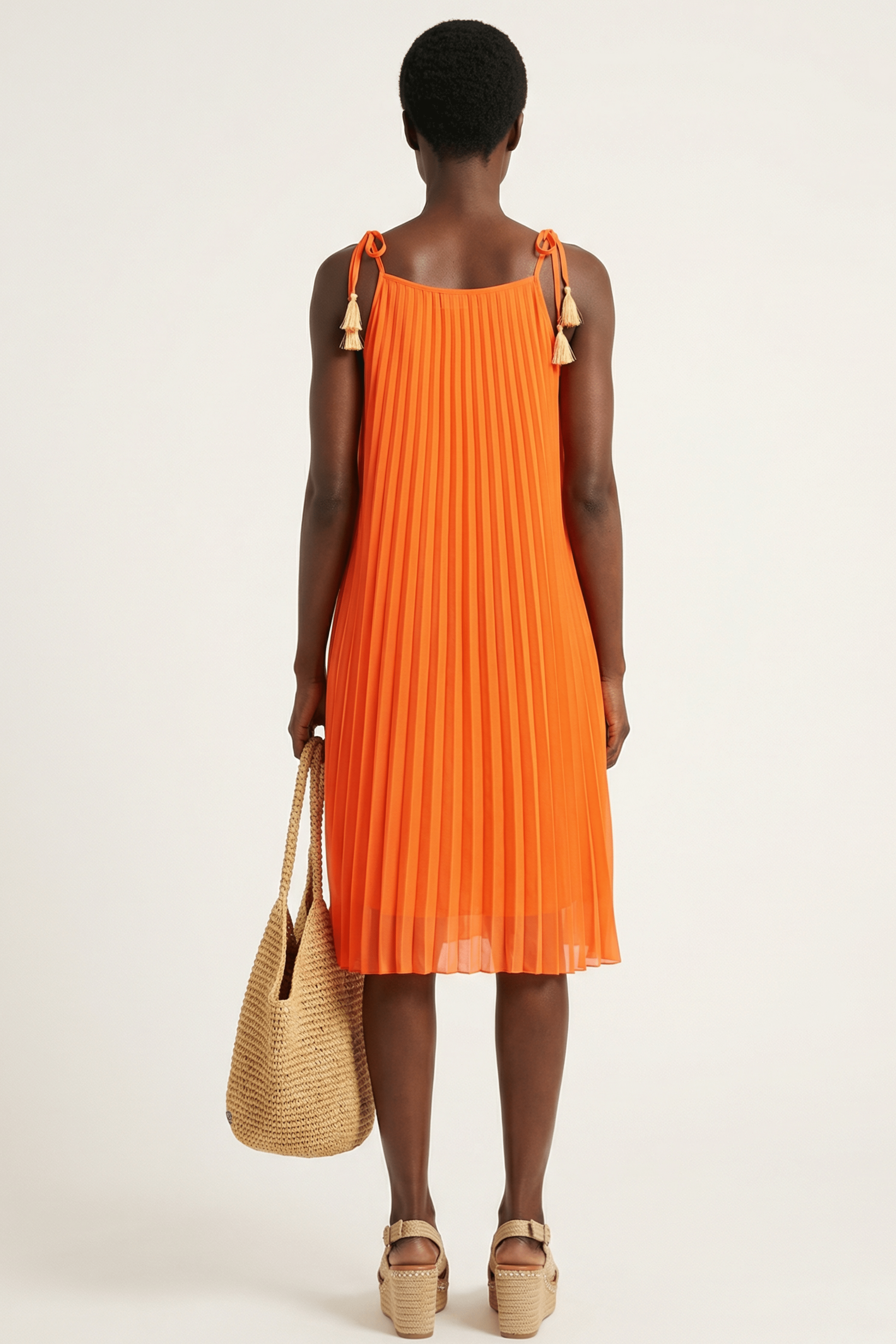 Vestido naranja plisado de tirantes LolitasyL - lolitasyl.com
