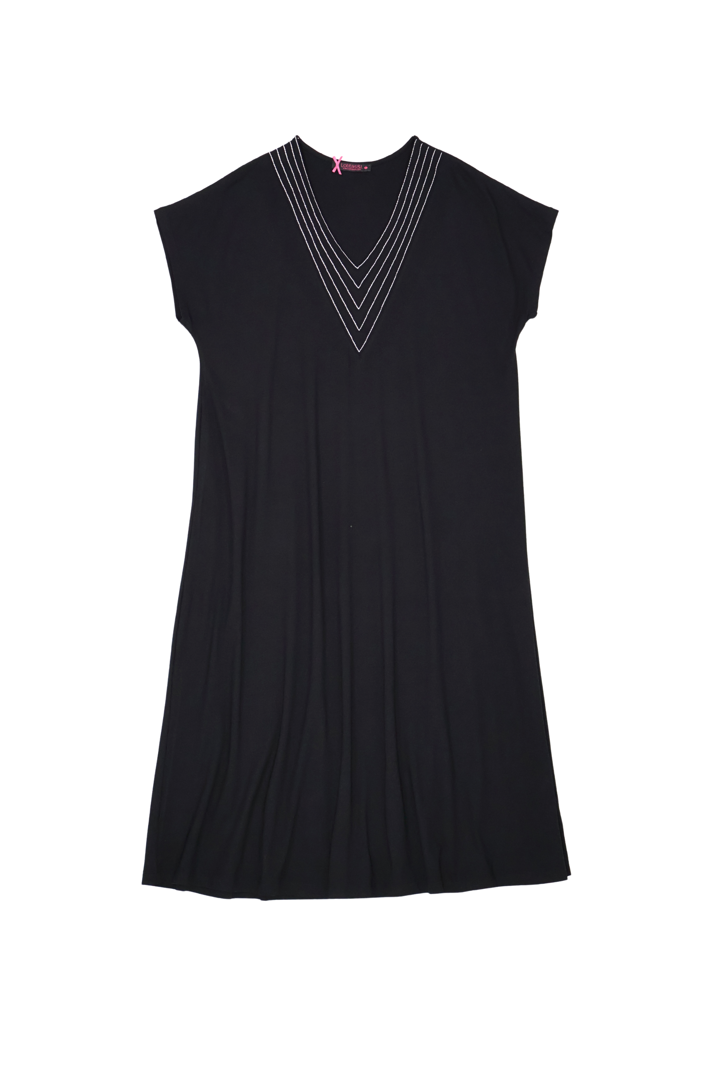 Vestido negro de algodon escote uve con recubierto Lolitas&L