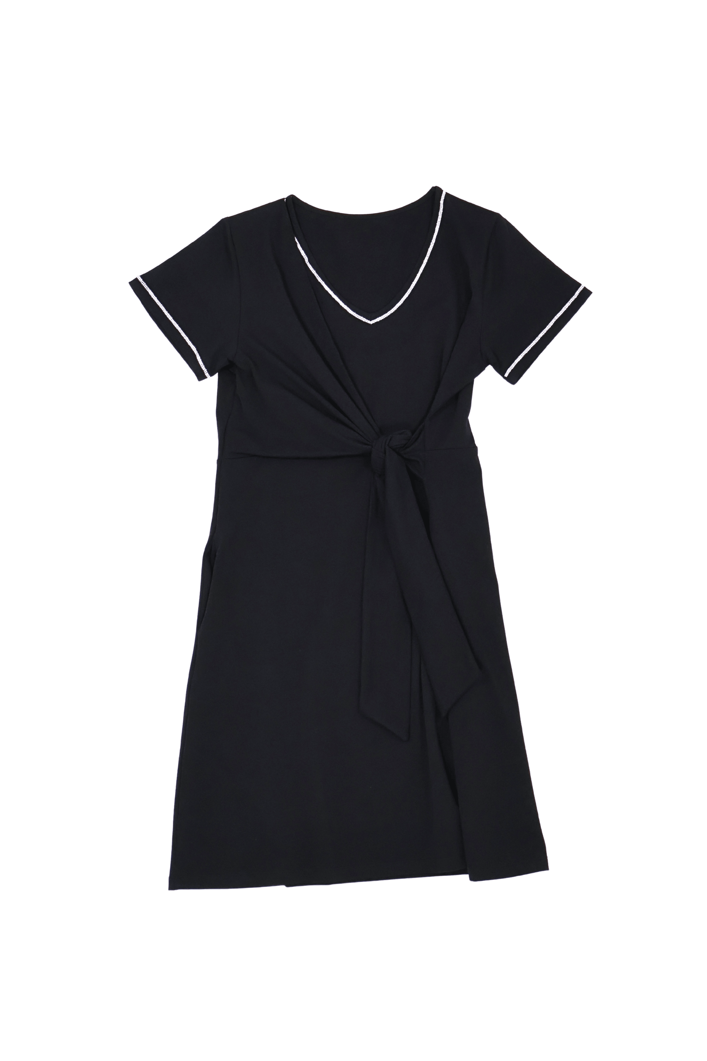 Vestido negro corto anudado en la cintura Lolitas&L - lolitasyl.com