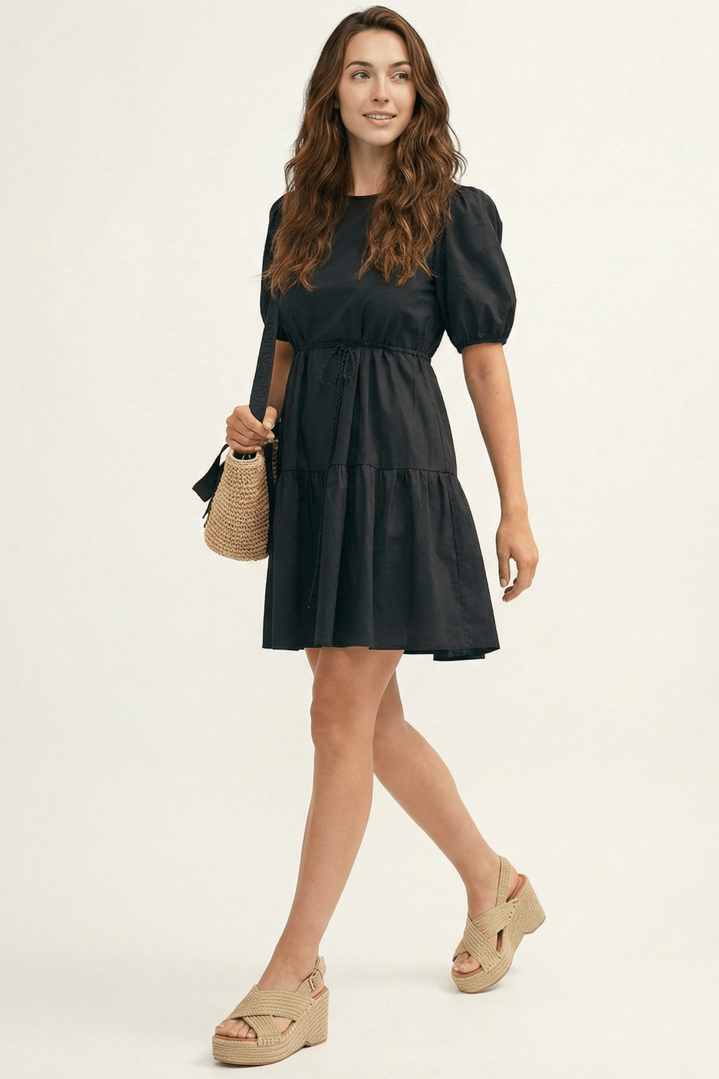 Vestido negro espalda abierta con manga farol Lolitas&L - lolitasyl.com