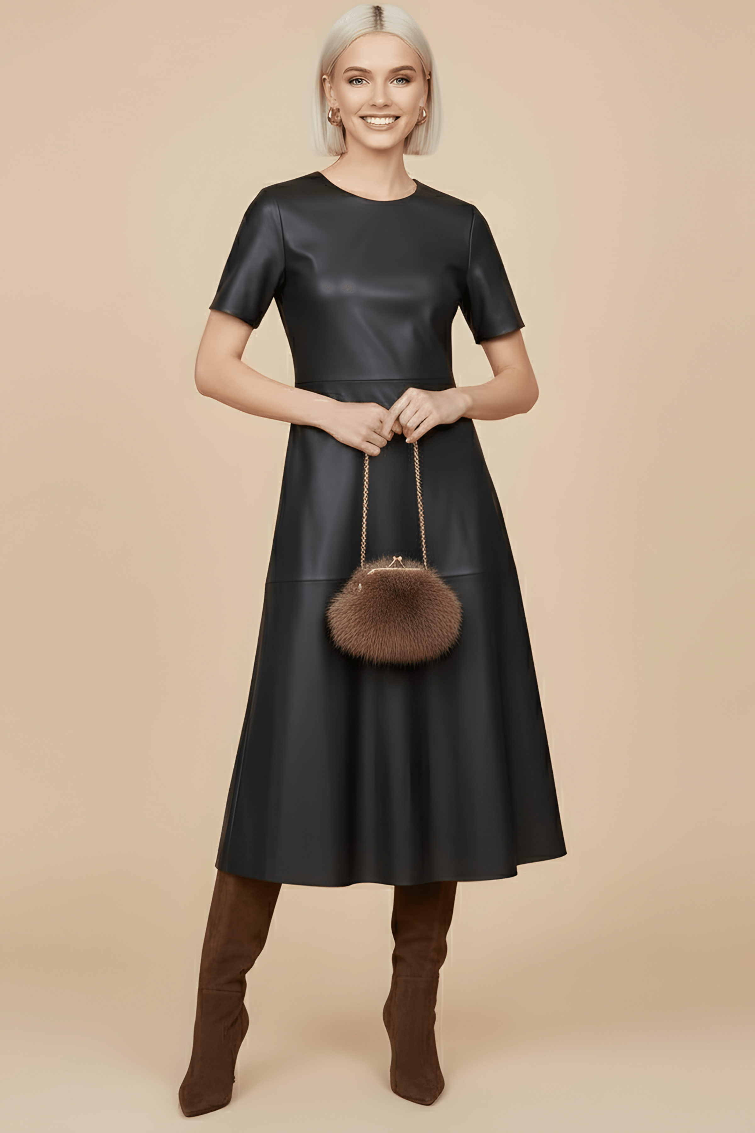 Vestido negro largo polipiel acampanado Lolitas&L - lolitasyl.com