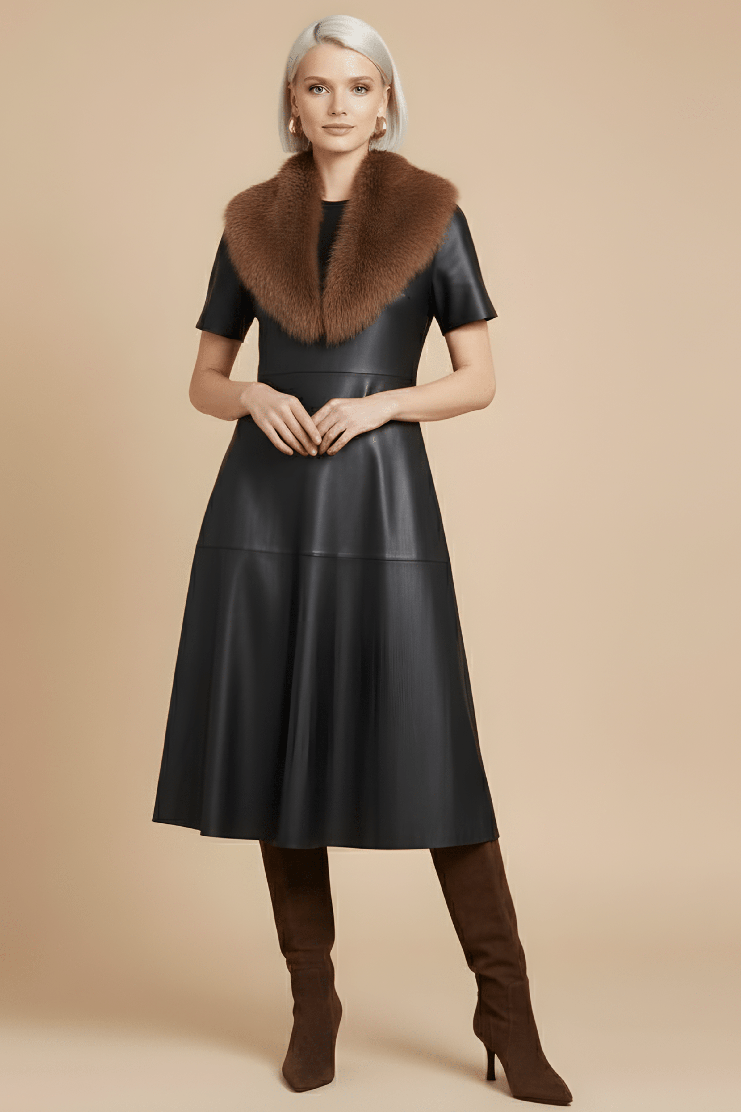 Vestido negro largo polipiel acampanado Lolitas&L - lolitasyl.com