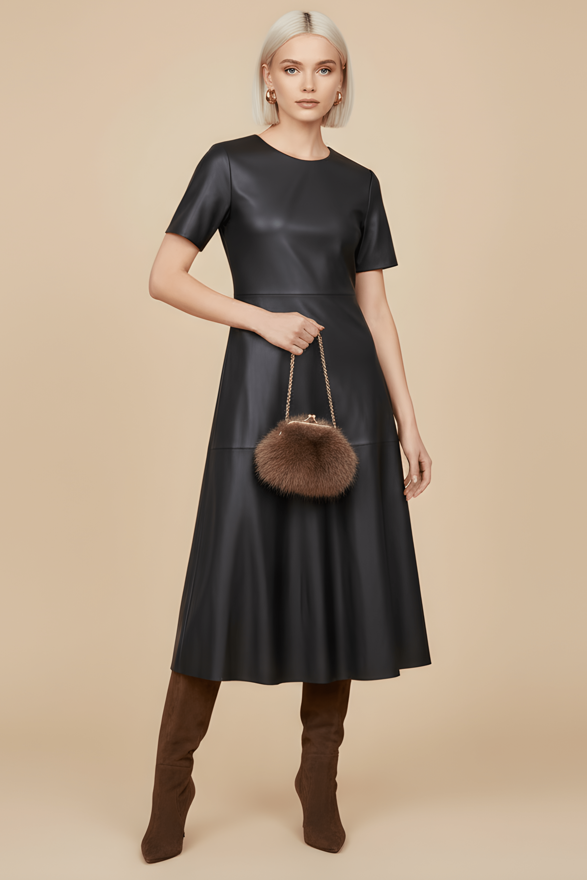 Vestido negro largo polipiel acampanado Lolitas&L - lolitasyl.com