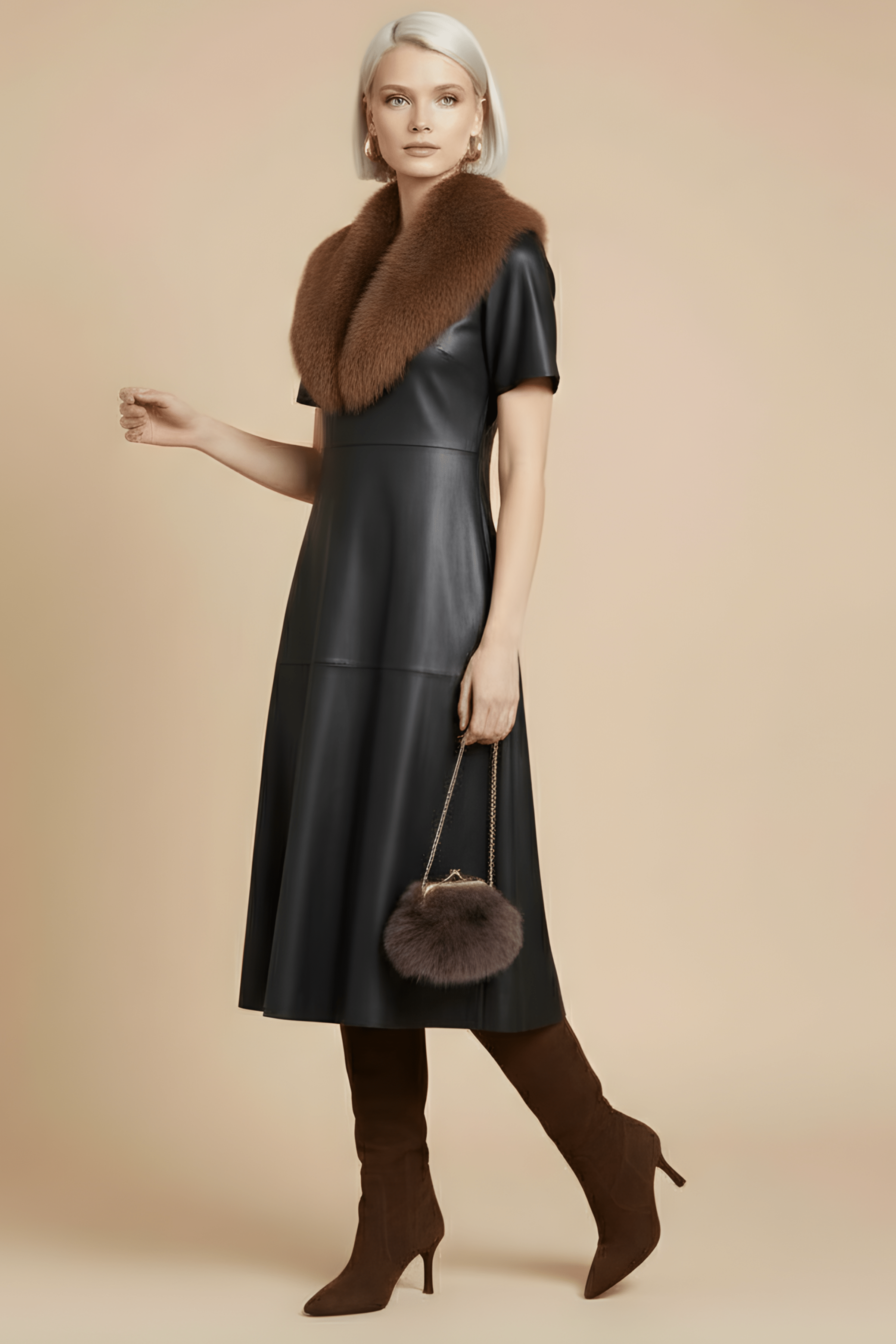 Vestido negro largo polipiel acampanado Lolitas&L - lolitasyl.com