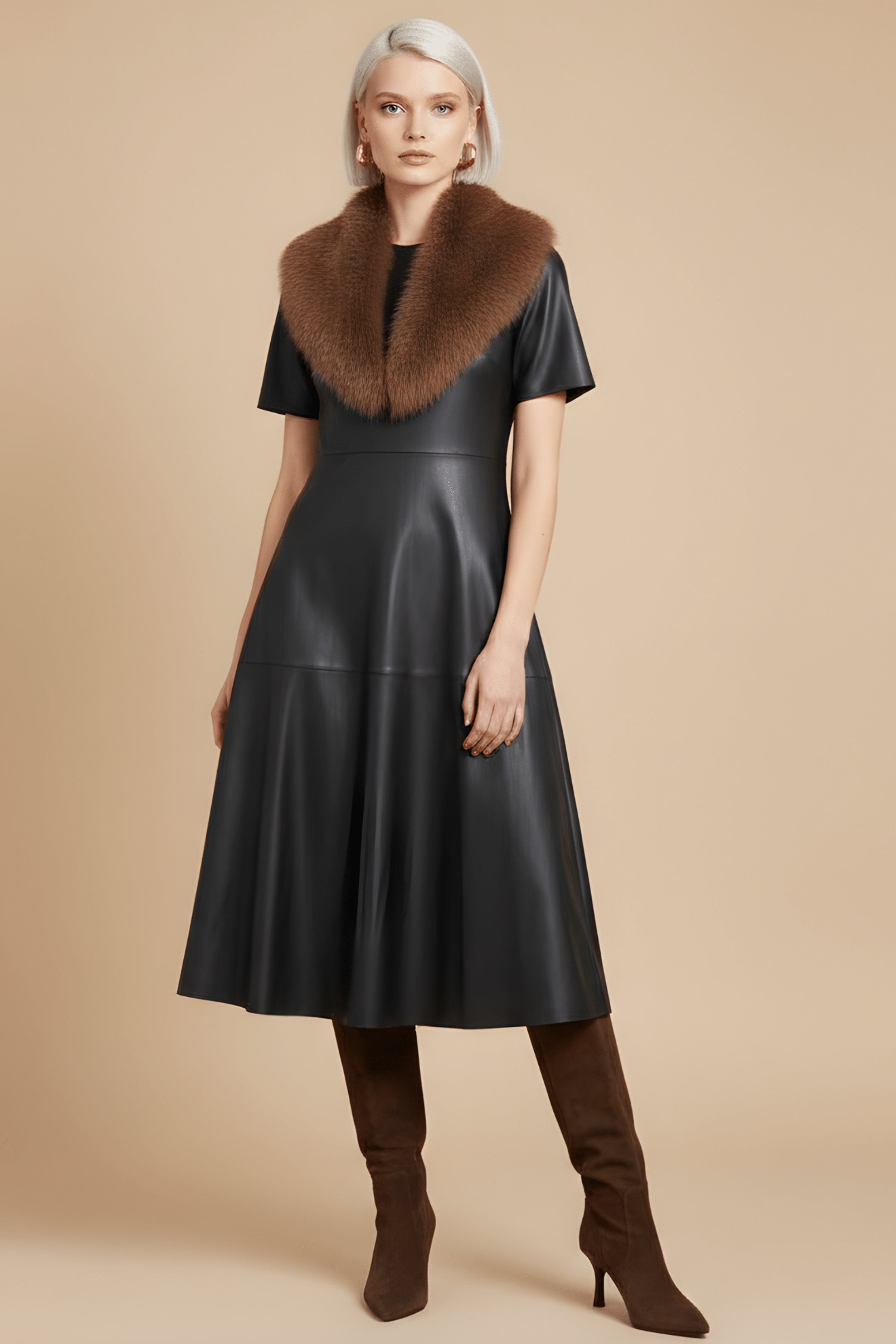 Vestido negro largo polipiel acampanado Lolitas&L - lolitasyl.com