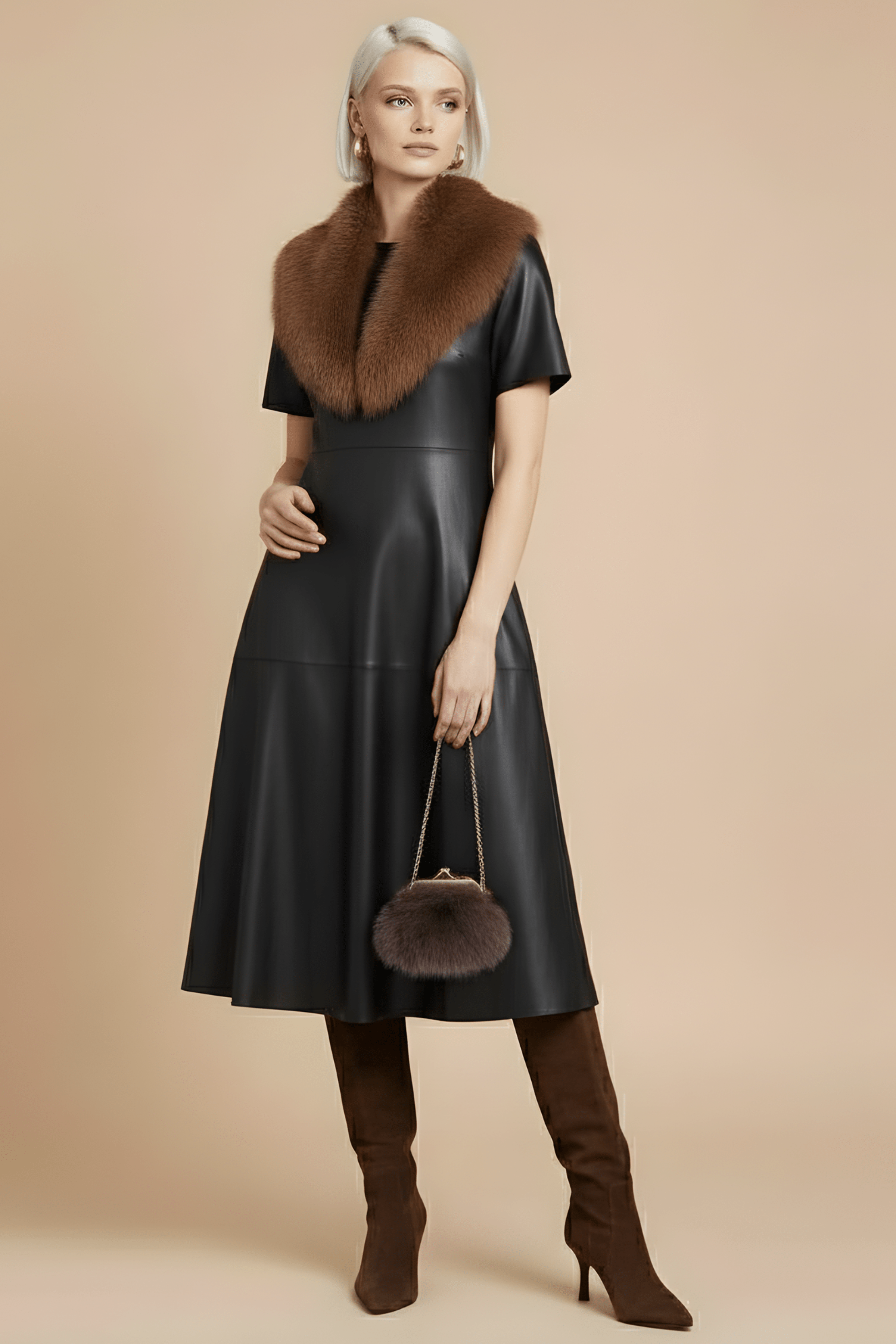 Vestido negro largo polipiel acampanado Lolitas&L - lolitasyl.com