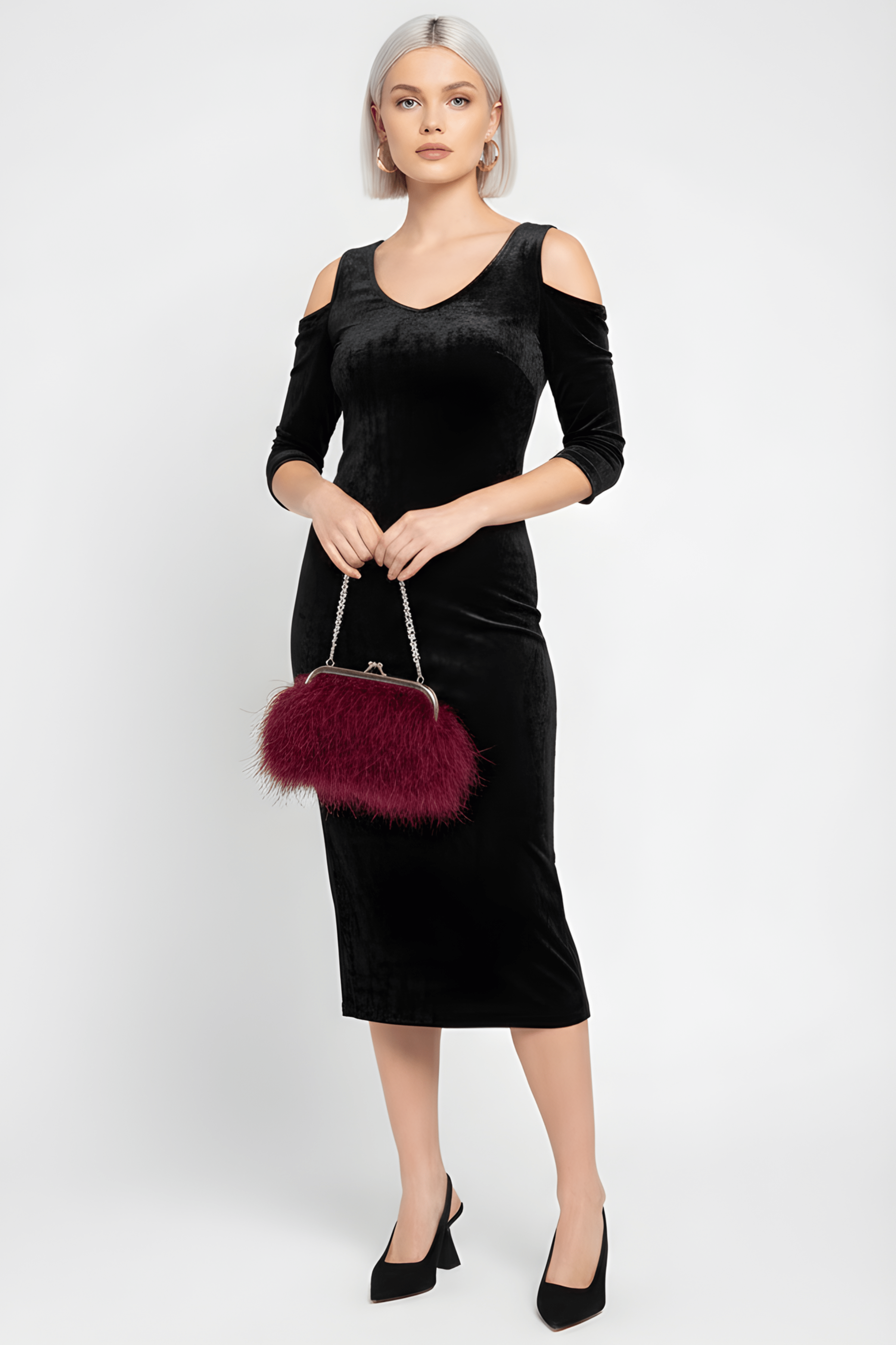 Vestido negro largo terciopelo hombro descubierto LolitasyL - lolitasyl.com