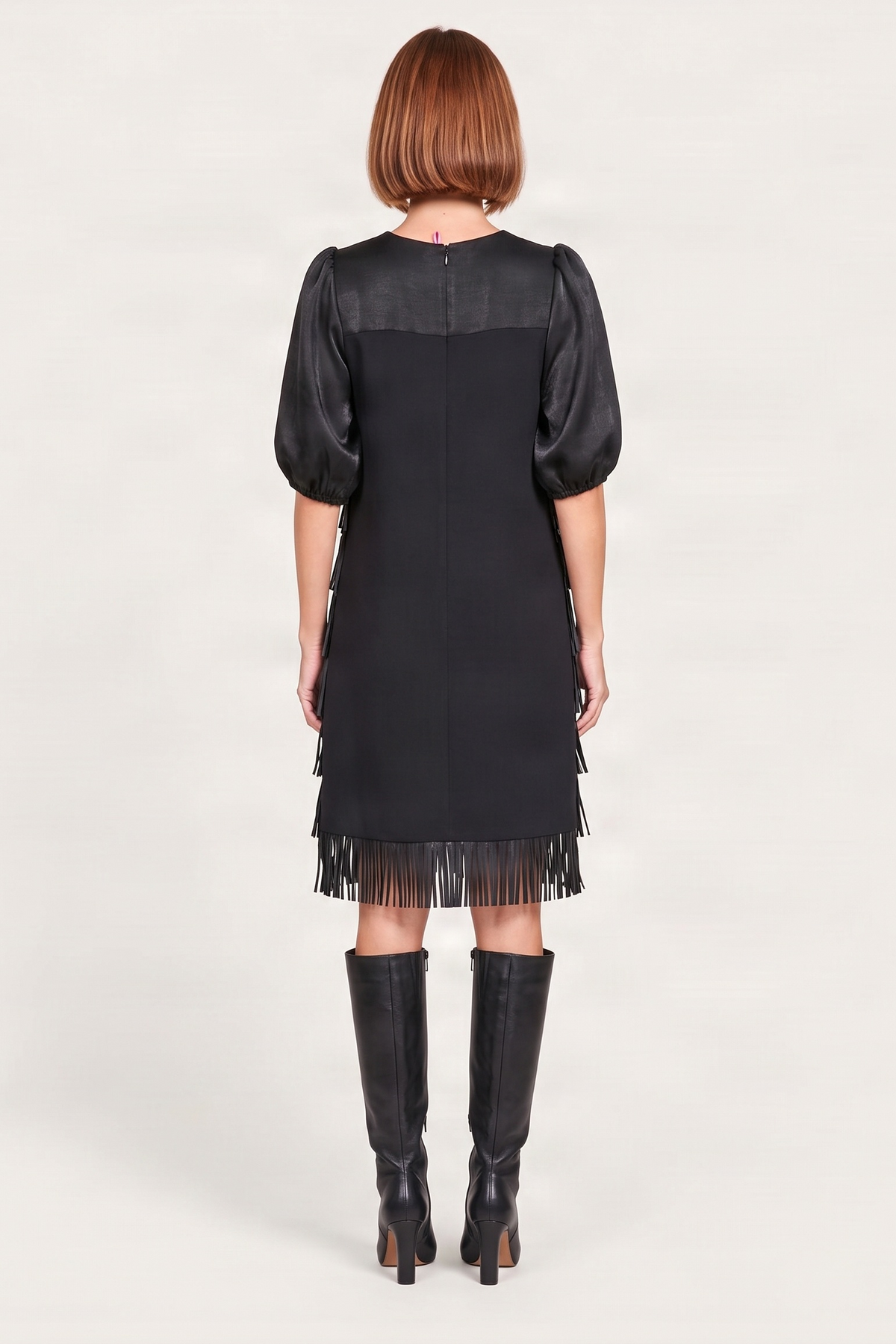 Vestido negro polipiel con flecos Lolitas&L