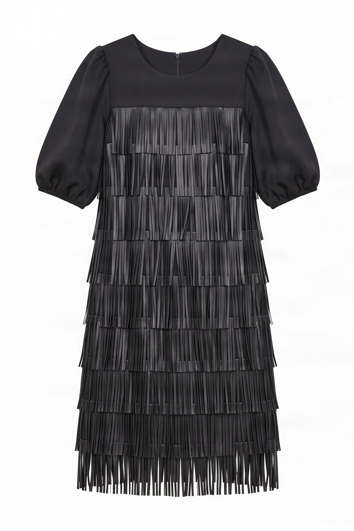Vestido negro polipiel con flecos Lolitas&L