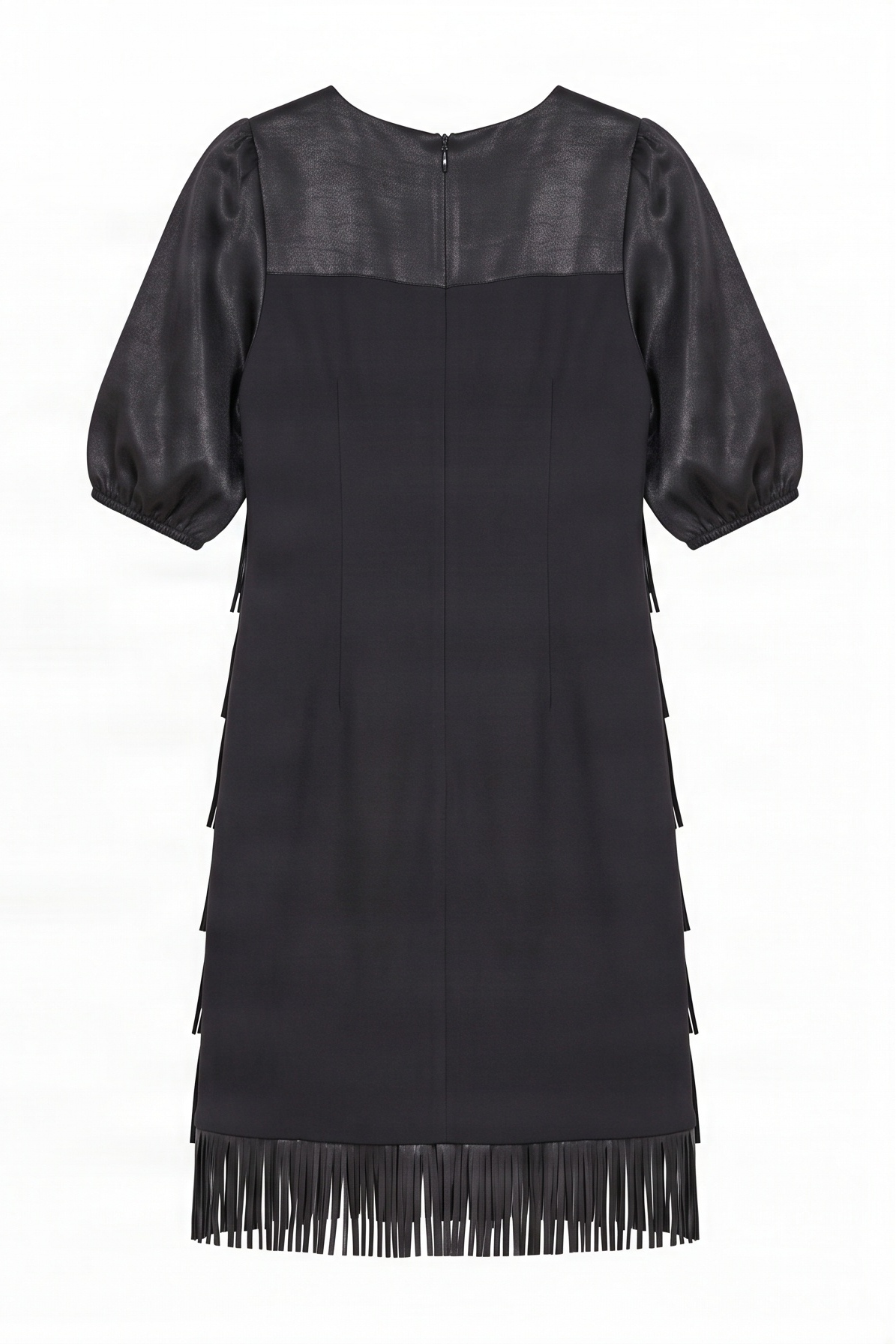 Vestido negro polipiel con flecos Lolitas&L