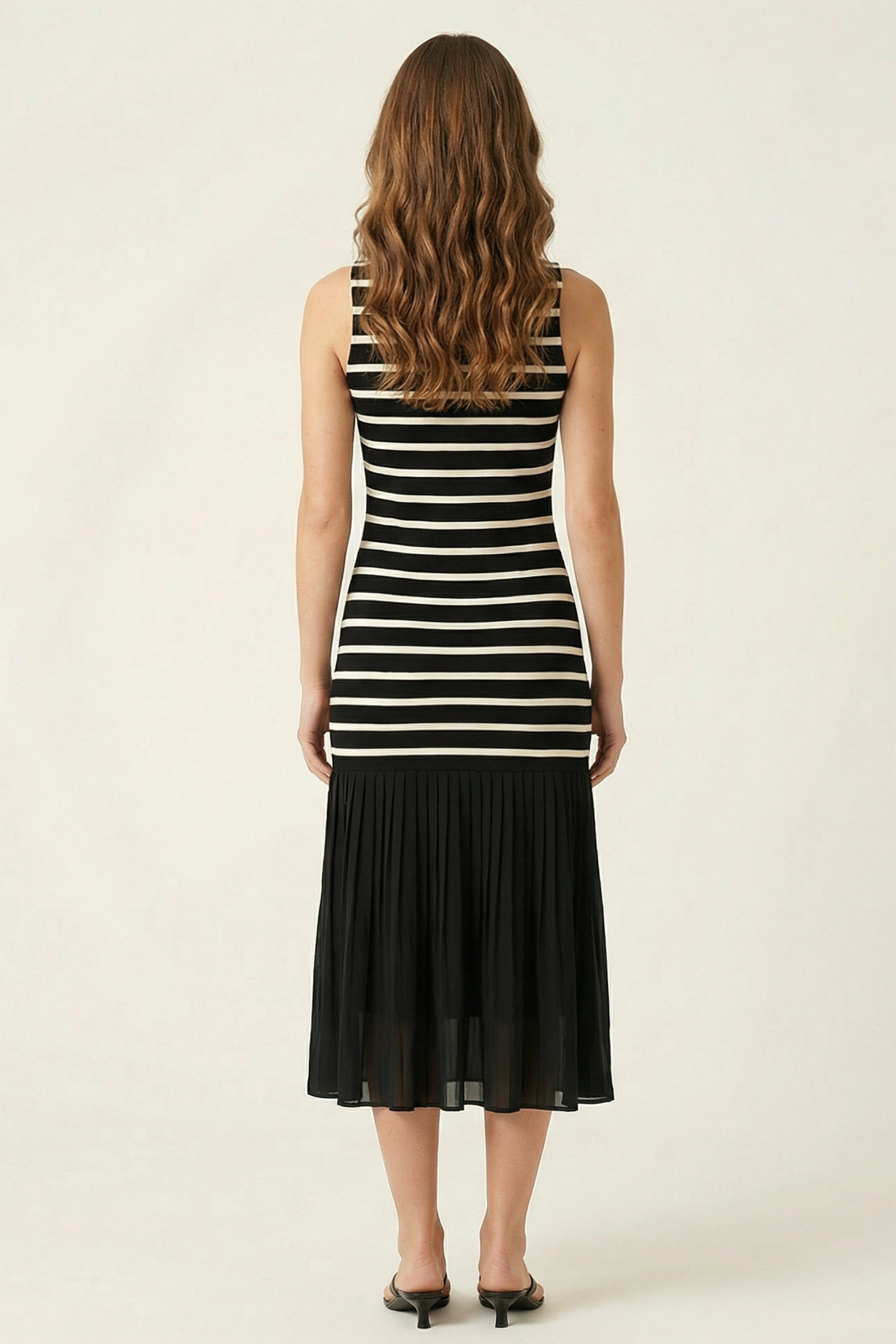 Vestido negro rayas con plisado Lolitas&L