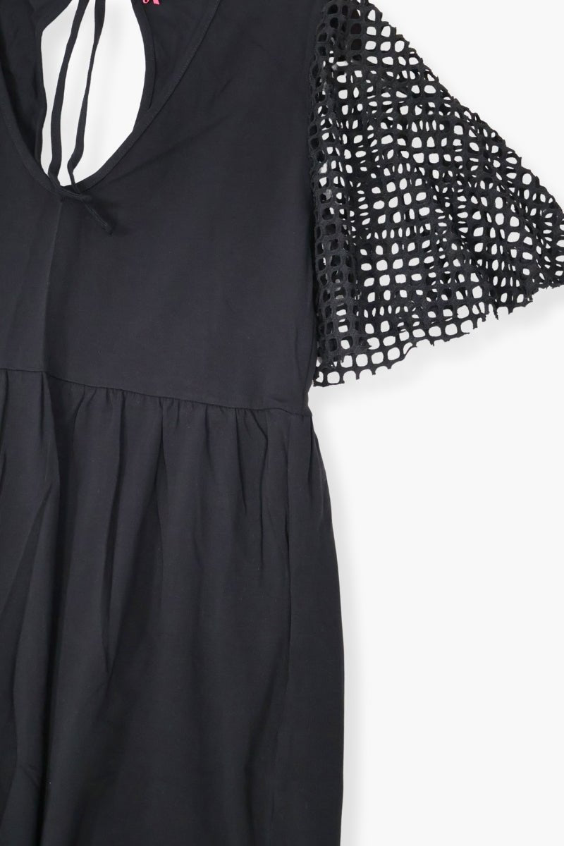 Vestido Preloved negro largo mixto con rejilla y algodon LolitasyL - lolitasyl.com