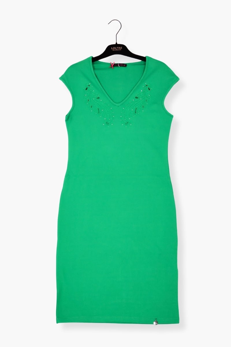 Vestido Preloved verde corto ajustado con bordado LolitasyL - lolitasyl.com