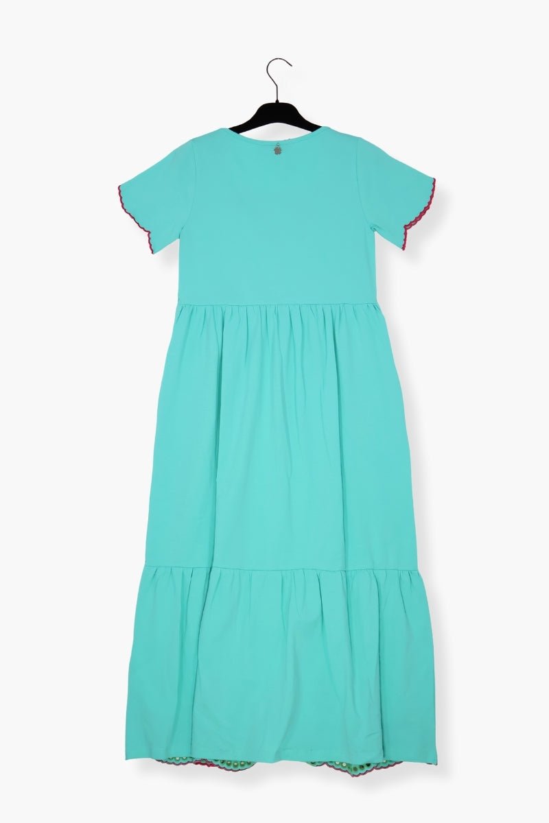 Vestido Preloved verde menta con bordado multicolor LolitasyL - lolitasyl.com