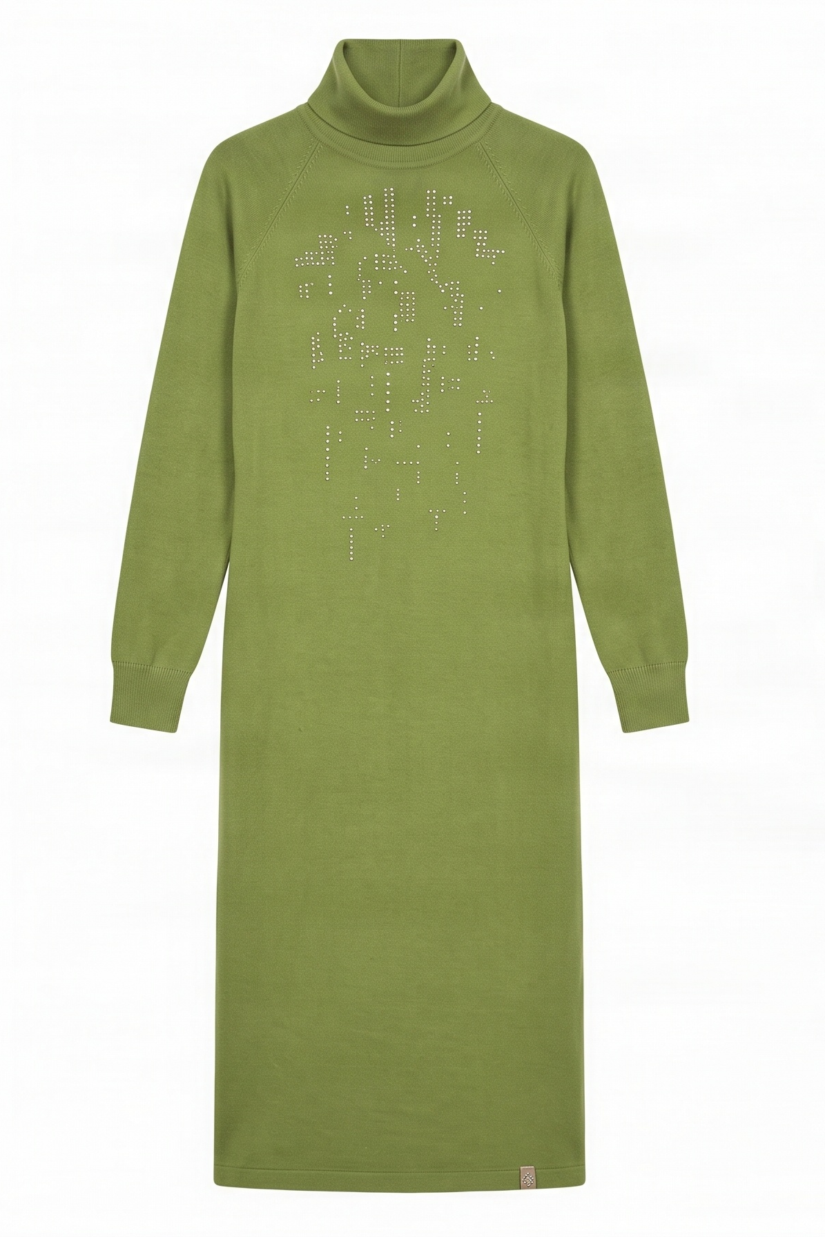 Vestido de punto verde con strass cuello alto Lolitas&L