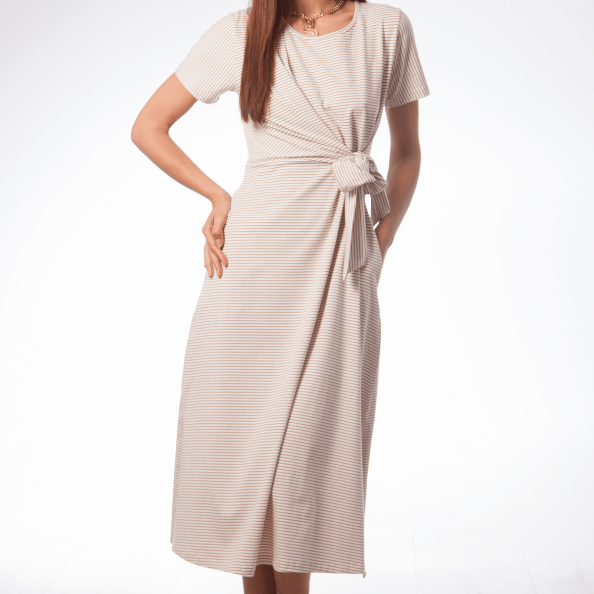 vestido clasico outfit vestido rayas negro y blanco Vestido rayas largo anudado en la cintura Lolitas&L