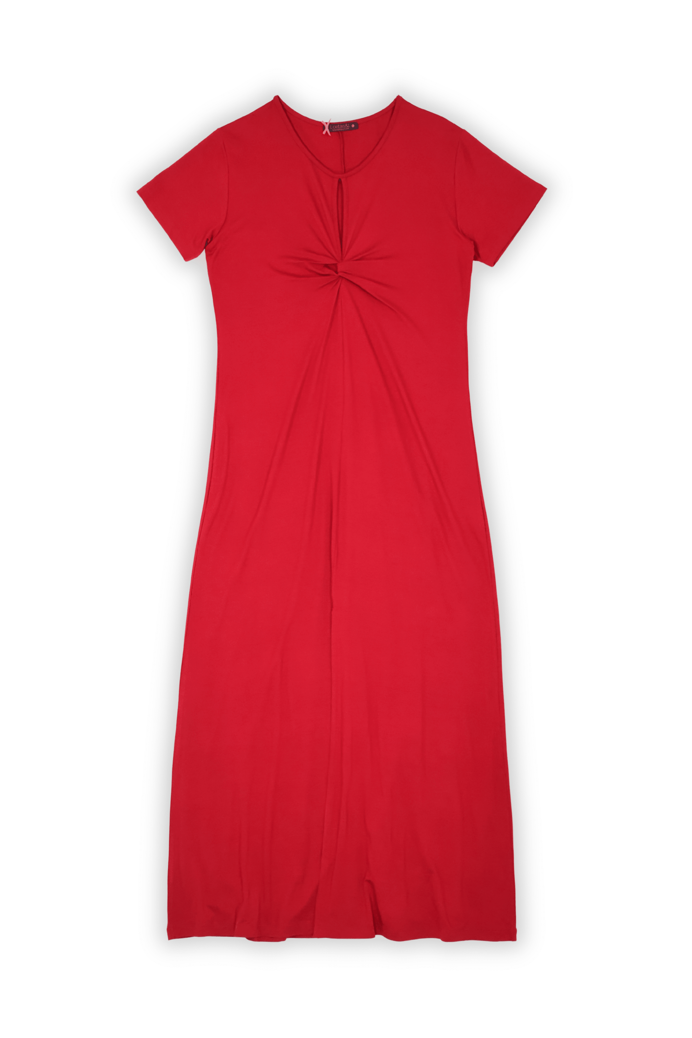 Vestido rojo con drapeado y lagrima en el escote Lolitas&L - lolitasyl.com