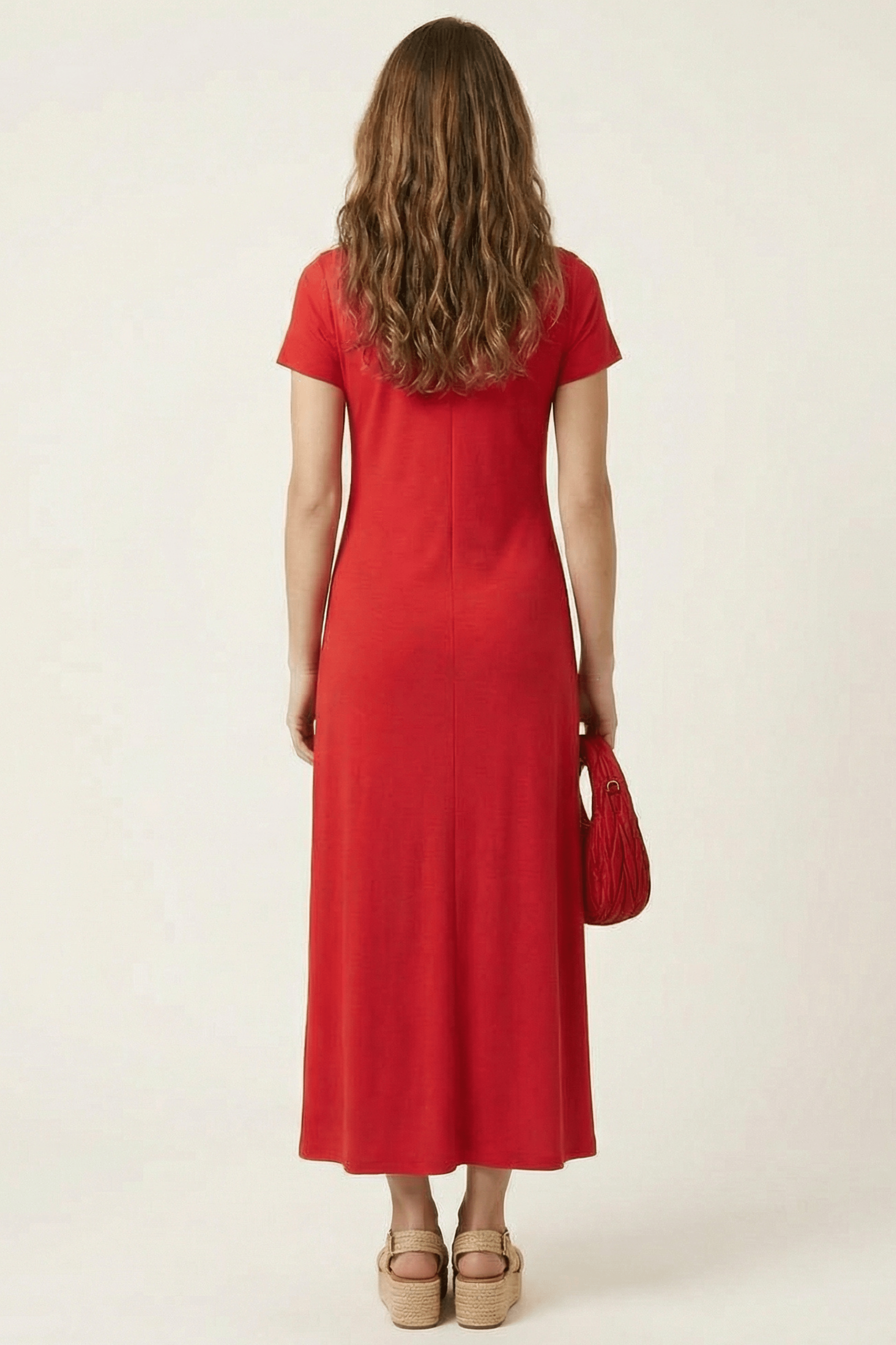 Vestido rojo con drapeado y lagrima en el escote Lolitas&L - lolitasyl.com