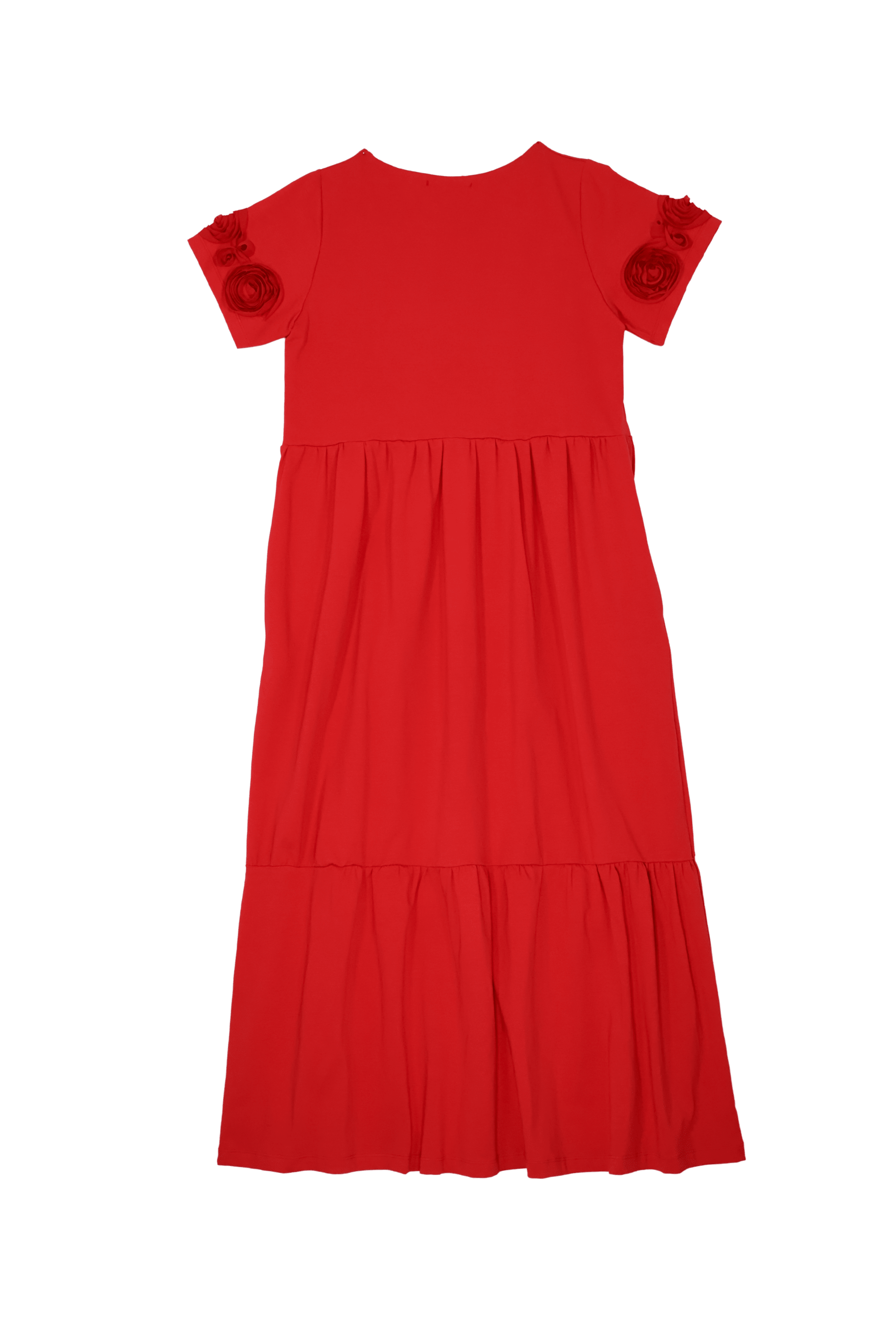 Vestido rojo largo con bordado en la manga corta Lolitas&L - lolitasyl.com