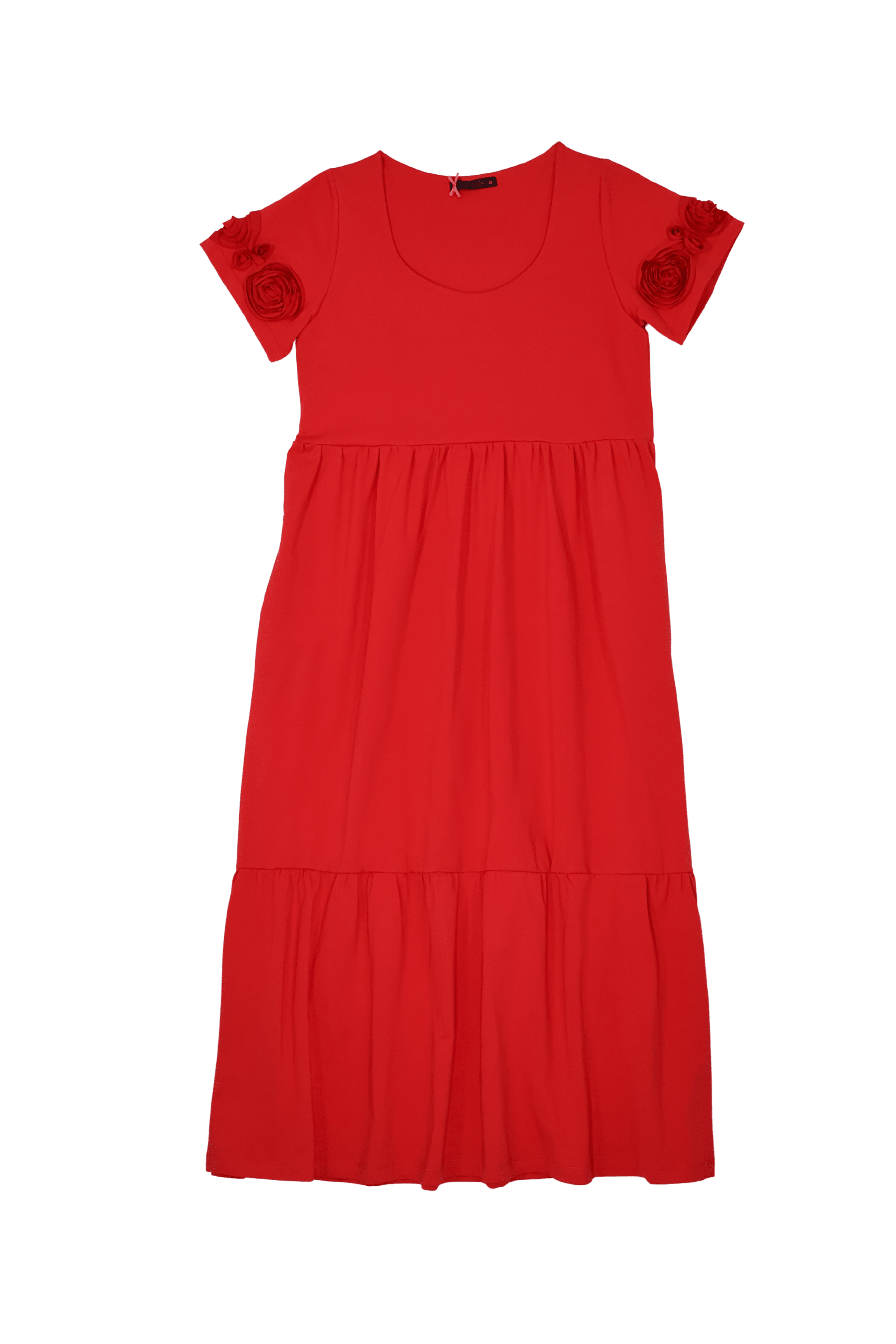 Vestido rojo largo con bordado en la manga corta Lolitas&L - lolitasyl.com