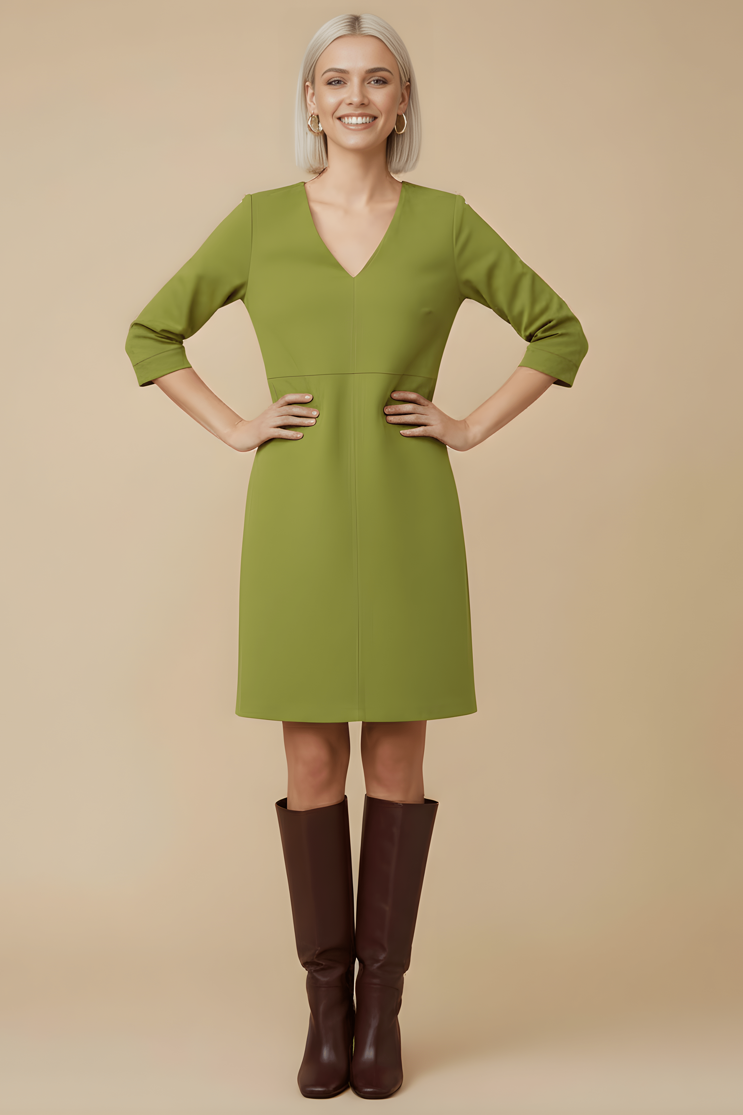 Vestido verde antelina escote en uve Lolitas&L - lolitasyl.com