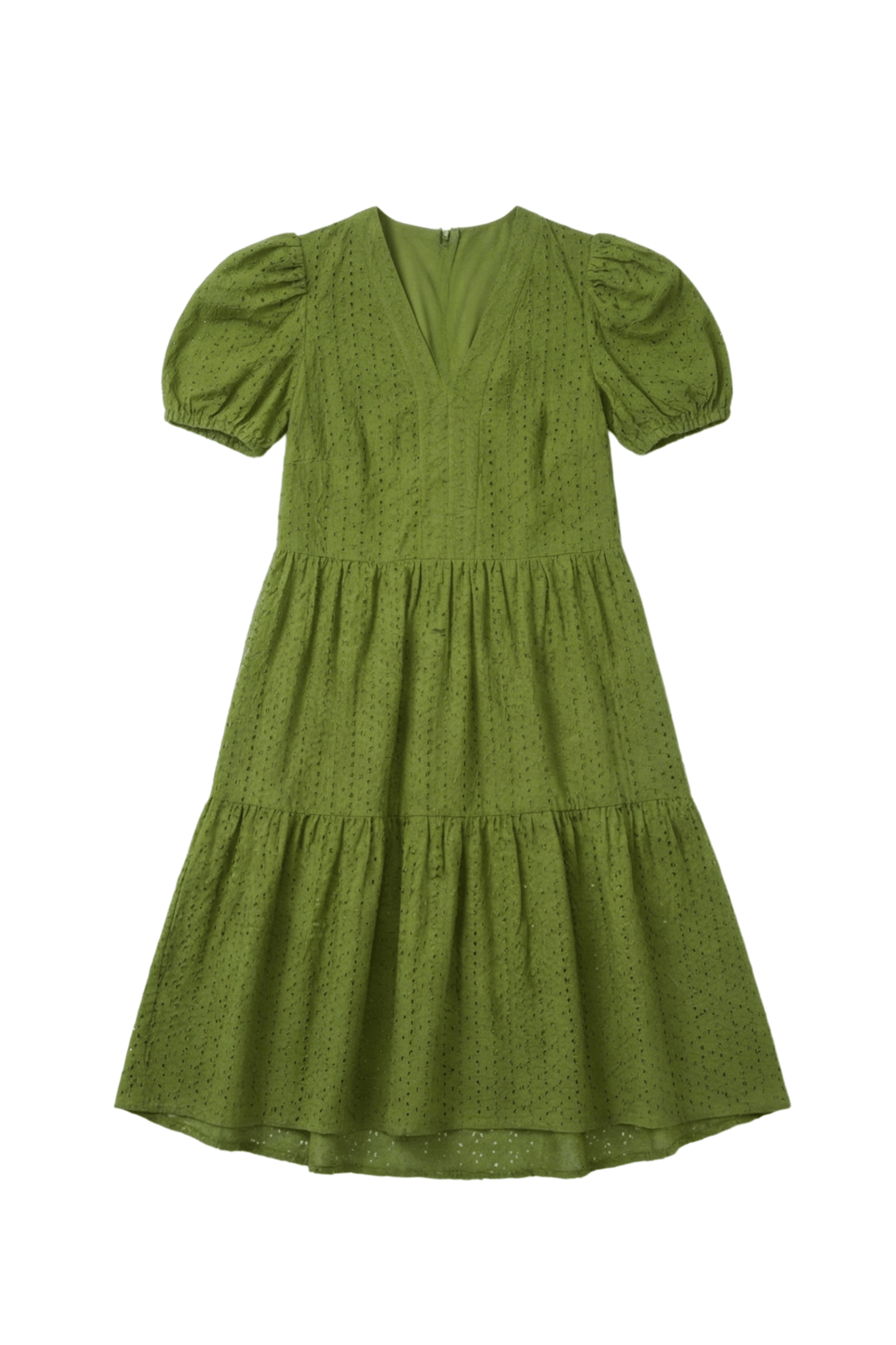 Vestido verde bordado ingles manga abullonada Lolitas&L - lolitasyl.com