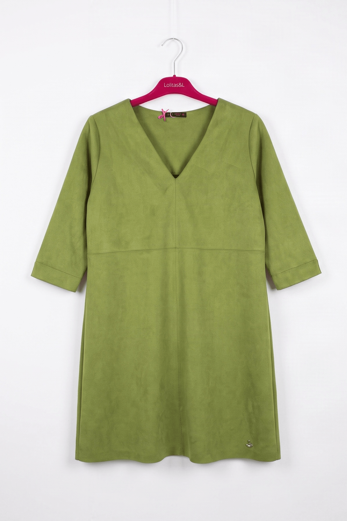 Vestido Verde de Antelina con Escote en V Preloved - lolitasyl.com