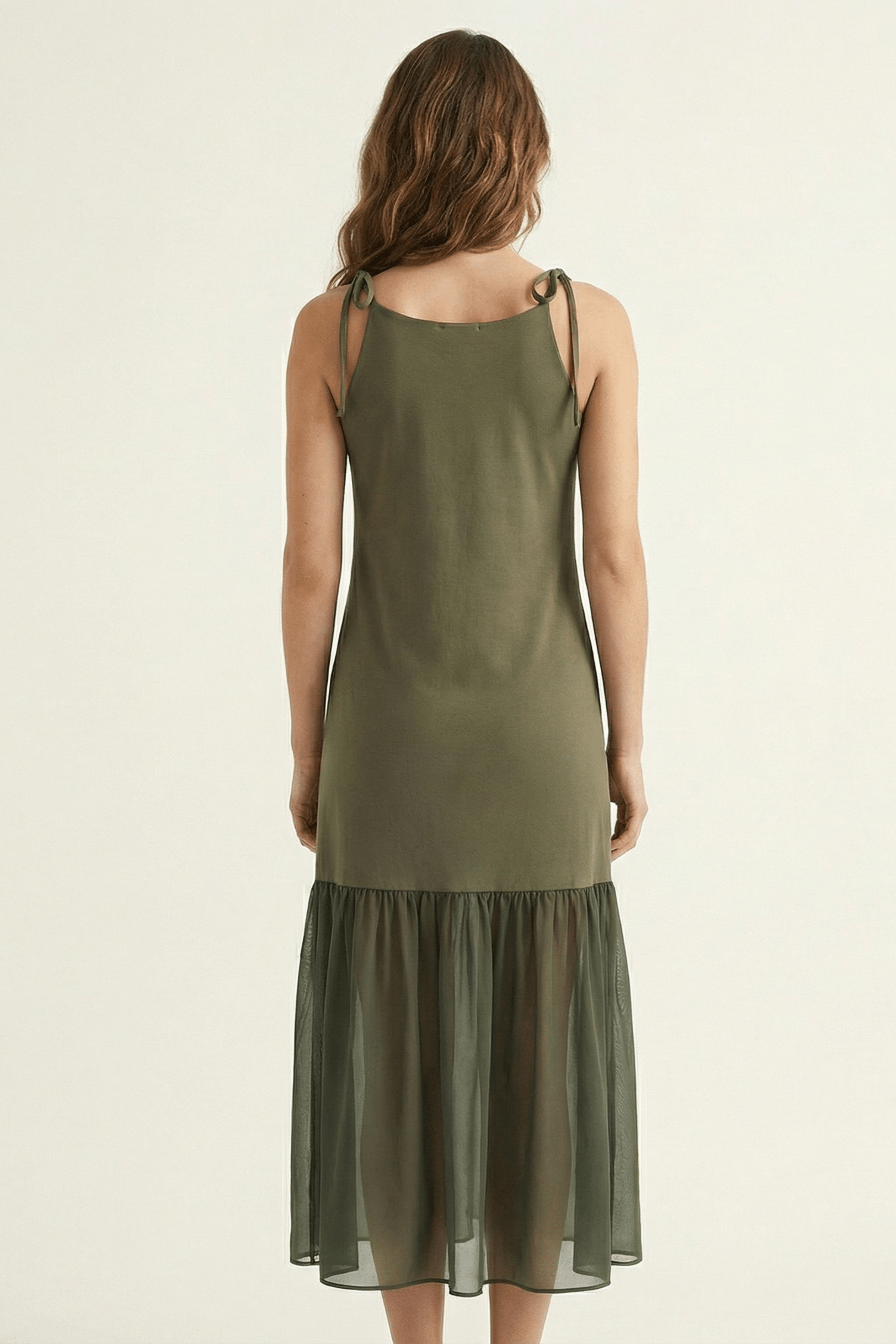 Vestido verde militar de tirantes con gasa Lolitas&L - lolitasyl.com