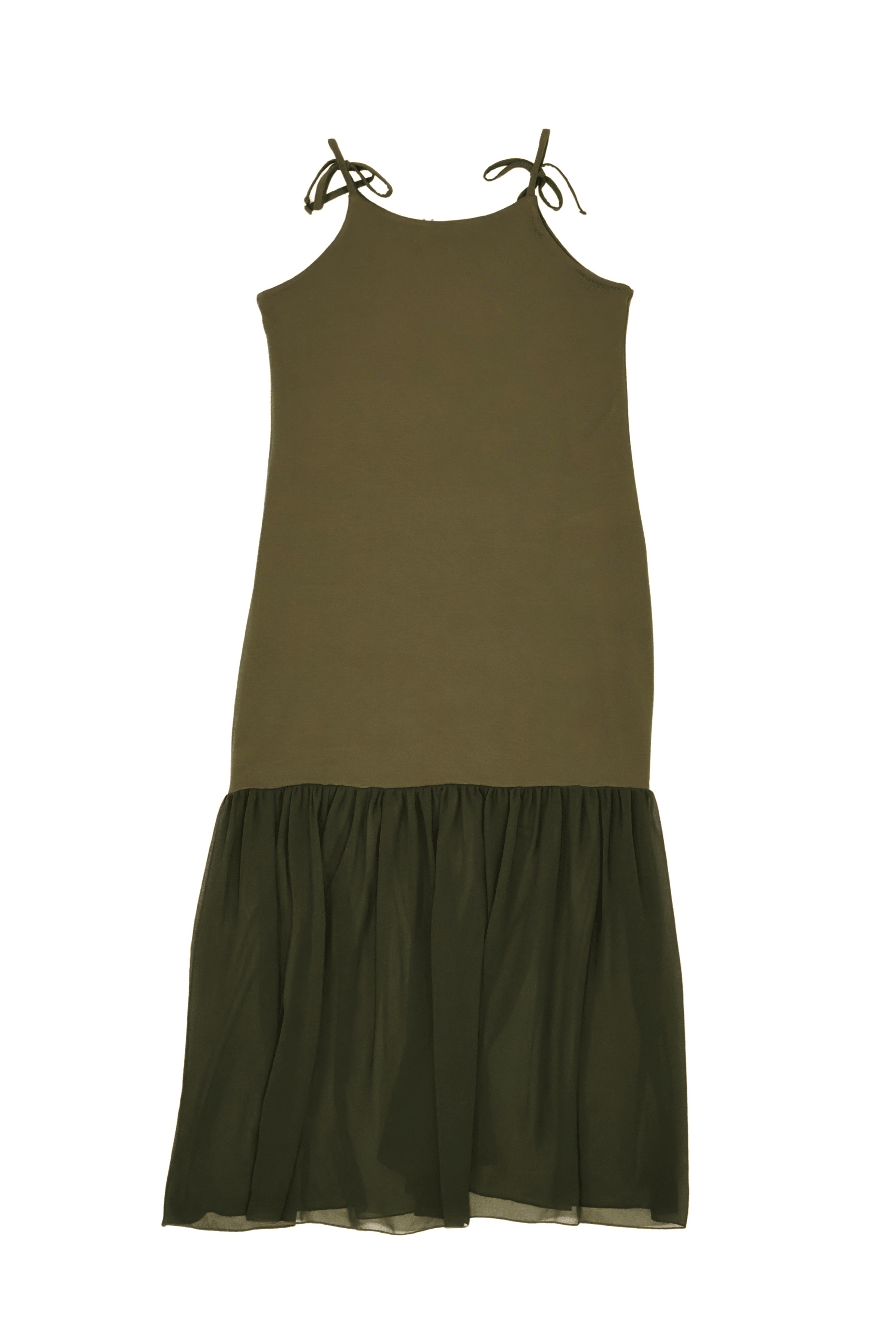 Vestido verde militar de tirantes con gasa Lolitas&L - lolitasyl.com