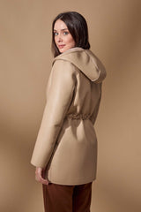 Abrigo beige reversible efecto piel con pelo y capucha Lolitas - lolitasyl.com