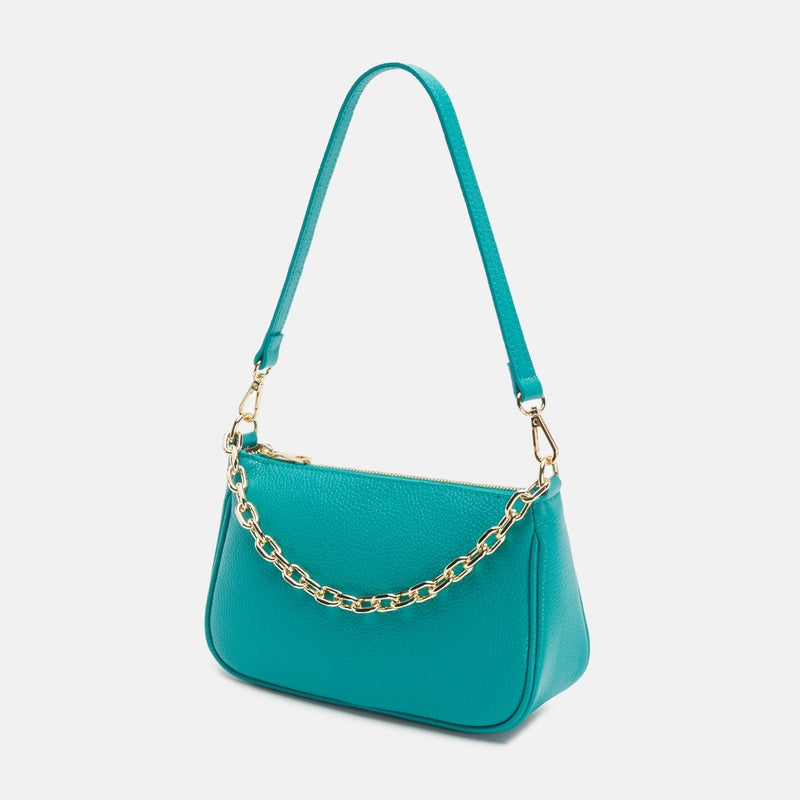 Bolso verde mela de hombro en piel con cadena - lolitasyl.com