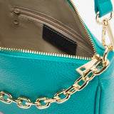 Bolso verde mela de hombro en piel con cadena - lolitasyl.com