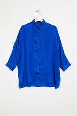 Camisa azul royal en saten larga LolitasyL - lolitasyl.com