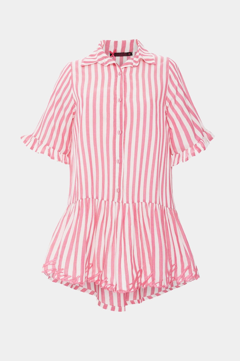 Camisa rayas rosa larga con logo Lolitas en contorno - lolitasyl.com