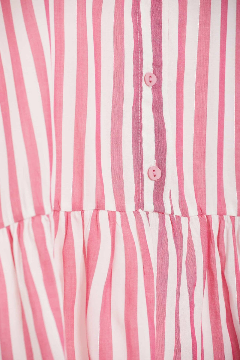 Camisa rayas rosa larga con logo Lolitas en contorno - lolitasyl.com