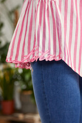Camisa rayas rosa larga con logo Lolitas en contorno - lolitasyl.com