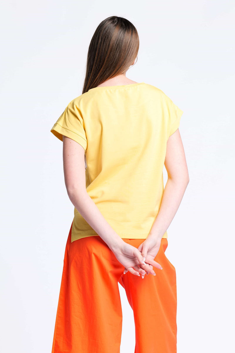 Camiseta amarilla algodon contorno bordado calado Lolitas&L - lolitasyl.com