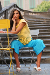 Camiseta amarilla algodon contorno bordado calado Lolitas&L - lolitasyl.com