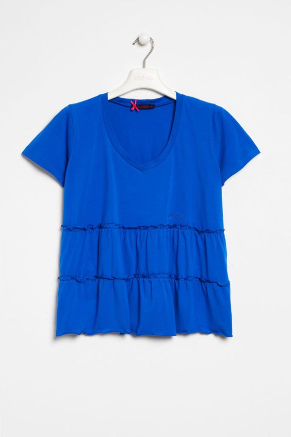 Camiseta azul basica cortes en la cintura Lolitas&L - lolitasyl.com