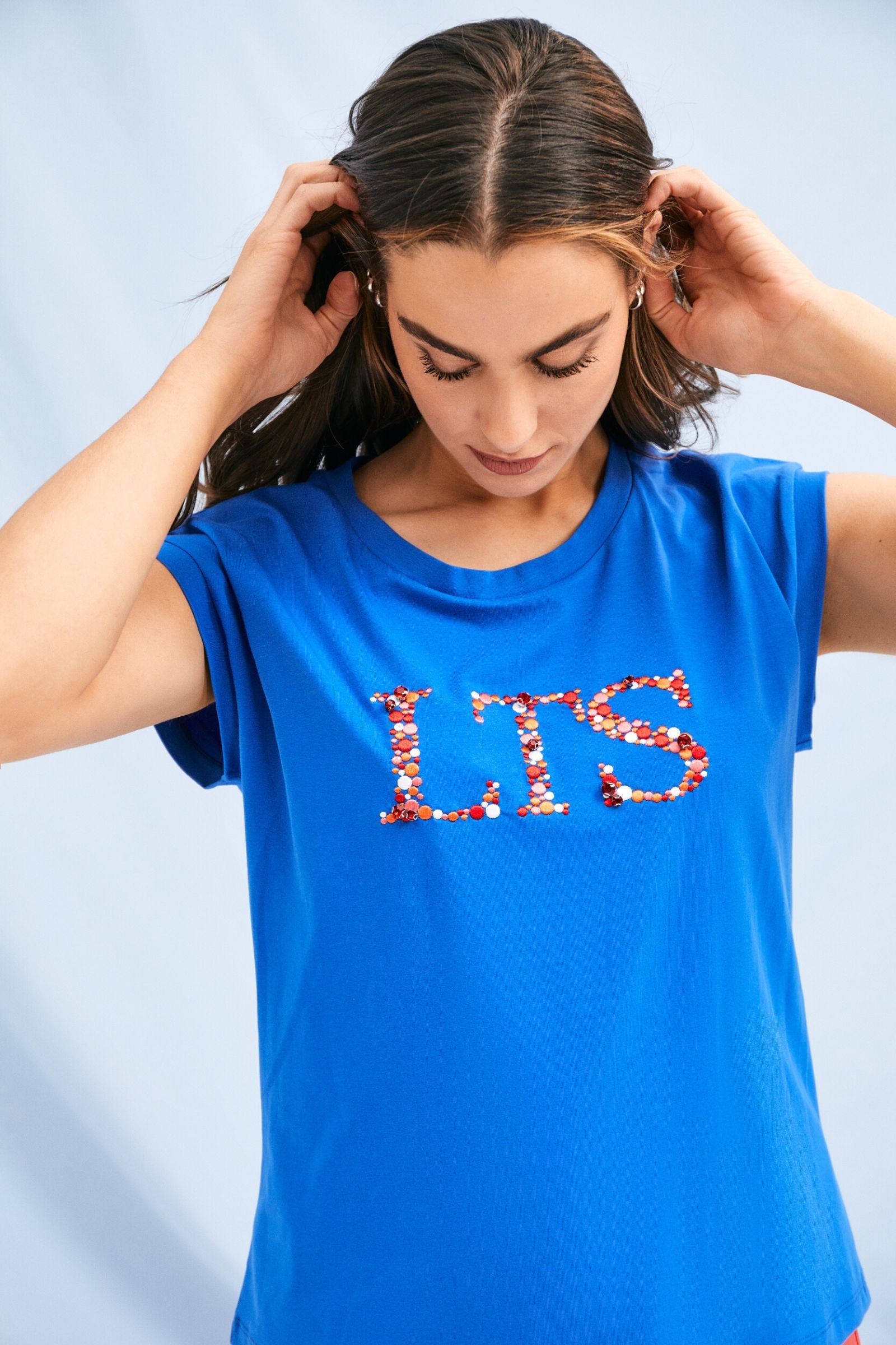 Camiseta azul Klein logo strass LTS Lolitas&L - lolitasyl.com