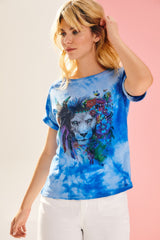 Camiseta azul sky Tie Dye estampado leon Lolitas - lolitasyl.com