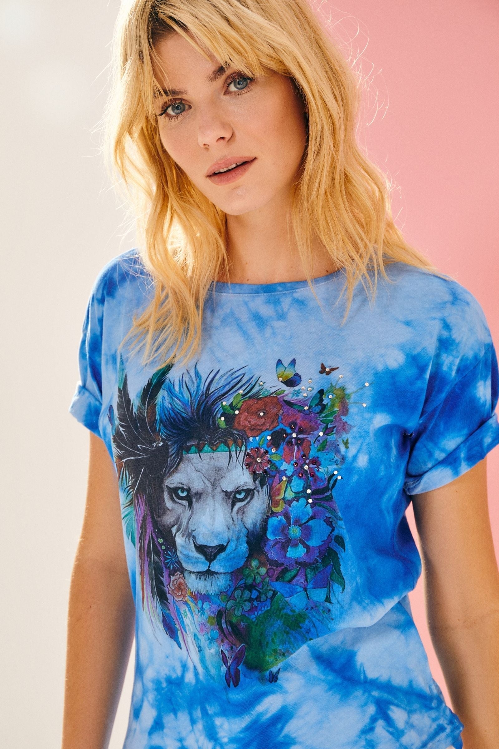 Camiseta azul sky Tie Dye estampado leon Lolitas - lolitasyl.com