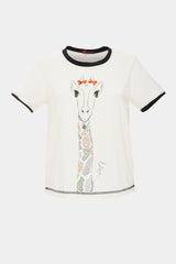 Camiseta blanca algodón motivo jirafa - lolitasyl.com