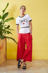 Camiseta blanca algodón motivo prismáticos con strass - lolitasyl.com