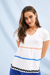 Camiseta blanca amplia adorno picueta colores Lolitas&L - lolitasyl.com
