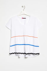 Camiseta blanca amplia adorno picueta colores Lolitas&L