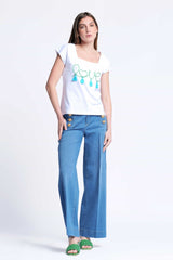 Camiseta blanca bordado love escote cuadrado Lolitas&L - lolitasyl.com