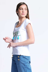 Camiseta blanca bordado love escote cuadrado Lolitas&L - lolitasyl.com
